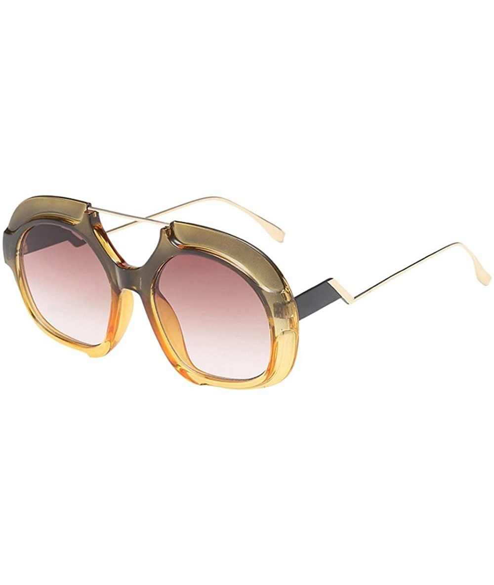 Oversized UV Protection Eyewear Round Vintage Eyeglasses Shades Oversized Designer Sunglasses for Women - E - CX18U8Y9R9L $15.58