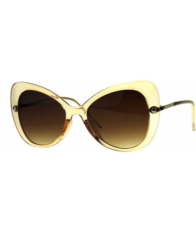 Butterfly Womens Butterfly Designer Fashion Diva 90s Sunglasses - Light Brown - CW189IYDTIC $22.81