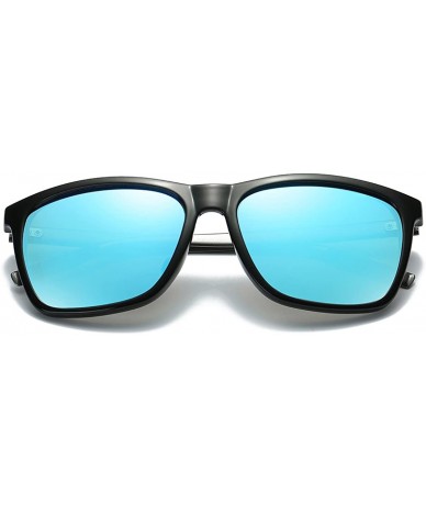 Oversized Vintage Classic Polarized Unisex Oversized Big Square Fashion Metal Sunglasses Women - Black & Blue - CZ189S49WGK $...
