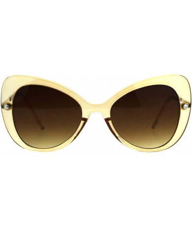 Butterfly Womens Butterfly Designer Fashion Diva 90s Sunglasses - Light Brown - CW189IYDTIC $9.37