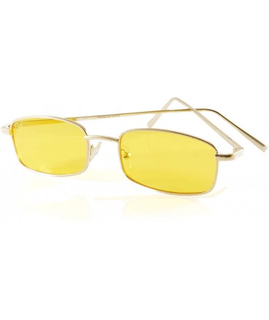 Rectangular Minimalist Small Droopy Angular Tinted Smoke Rectangular Sunglasses A222 - Yellow - C918HWZMIMX $11.67