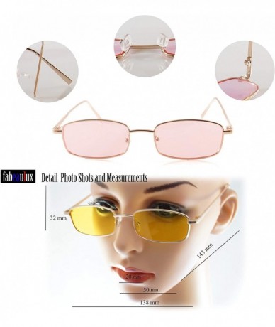 Rectangular Minimalist Small Droopy Angular Tinted Smoke Rectangular Sunglasses A222 - Yellow - C918HWZMIMX $11.67