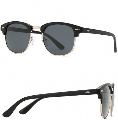 Round Polarized Sunglasses for Men and Women - Semi-Rimless Men Sunglasses polarized uv protection WP2006 - Matte Black - CC1...