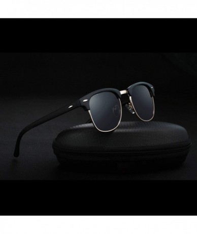 Round Polarized Sunglasses for Men and Women - Semi-Rimless Men Sunglasses polarized uv protection WP2006 - Matte Black - CC1...