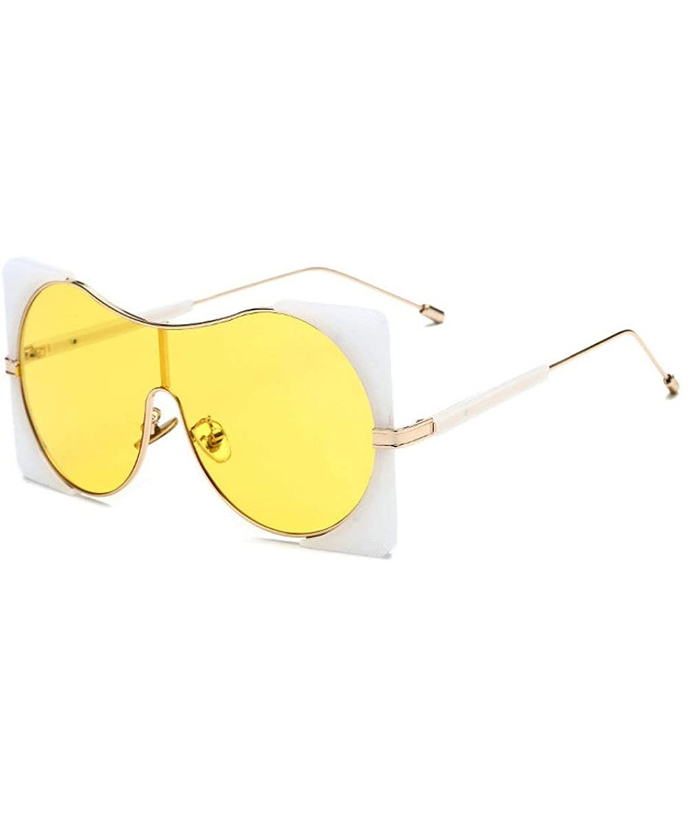 Rectangular Fashion trend Punk style Sunglasses for men Ladies Fashion One-piece Metal framed square sunglasses - White - CQ1...