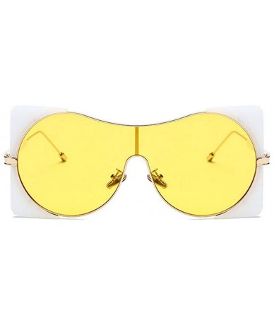 Rectangular Fashion trend Punk style Sunglasses for men Ladies Fashion One-piece Metal framed square sunglasses - White - CQ1...