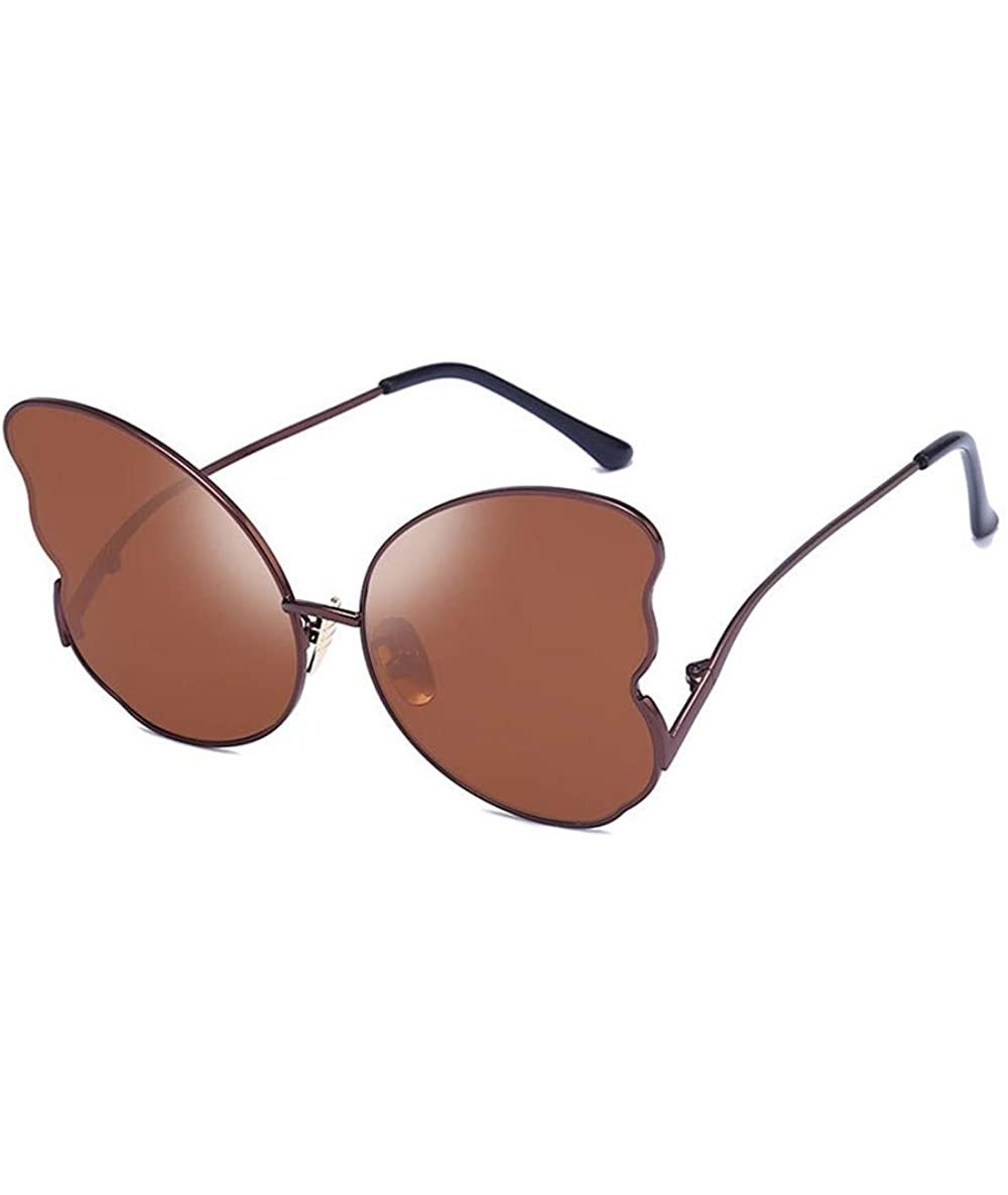 Aviator Women Sunglasses Butterfly Shape Frame Retro Eyewear Fashion Radiation Protection Sunglasses - Coffee - CZ18TQYYQ6W $...