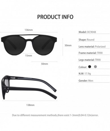 Sport TR-90 Polarized UV 400 Protection Sport Aviator Round Sunglasses for Men Driving - Black/Grey Line - CY18WI3C83X $15.16