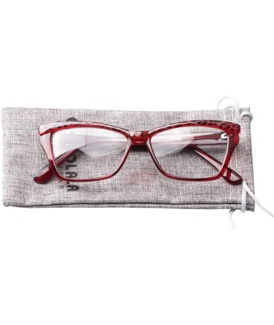 Rimless Womens Leopard Butterfly Reading Glasses Fashion Eye Glass Frame - 2 Pairs / Red + Purple - CK18IIR9ONO $18.69