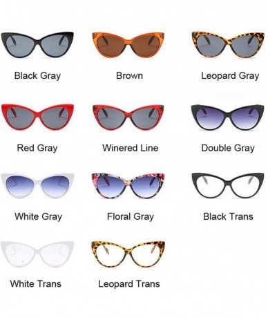 Cat Eye Small Classic Women Sunglasses Vintage Luxury Plastic Cat Eye Sun Glasses UV400 Fashion - Red Gray - CK19852T2QQ $50.65
