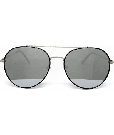Oval P7151-1 Premium Metal Frame Mirrored Retro fashion Oval Aviator Vintage Sunglasses - Silver - C918QI3S6KT $12.60