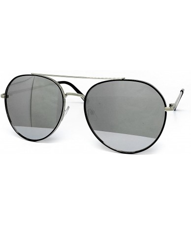 Oval P7151-1 Premium Metal Frame Mirrored Retro fashion Oval Aviator Vintage Sunglasses - Silver - C918QI3S6KT $12.60