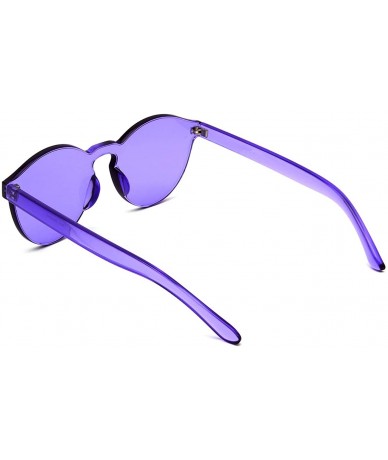 Rectangular Oversized Colorful One Piece Square Sunglasses Flat Gradient Transparent Lenses Party Sun Glasses - Purple 1 - CP...