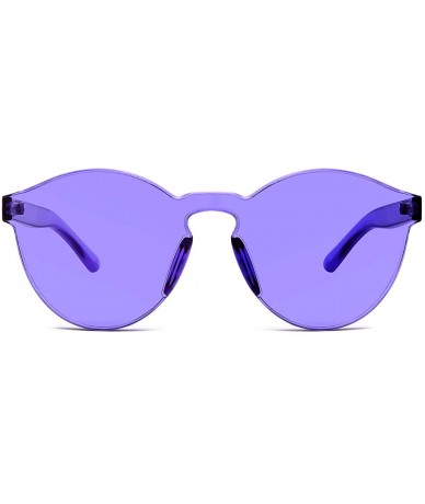 Rectangular Oversized Colorful One Piece Square Sunglasses Flat Gradient Transparent Lenses Party Sun Glasses - Purple 1 - CP...