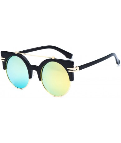 Aviator Classic Cat Eye Polaroid Lens Sunglasses Acetate Frame with Spring Hinges for women - F-black/Yellow - CA18G43WKAL $1...