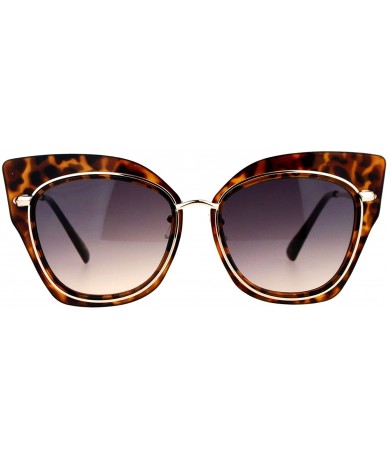 Oversized Flat Panel Oversize Cat Eye Double Frame Womens Sunglasses - Tortoise Gold - CY12KOH4WX1 $22.05
