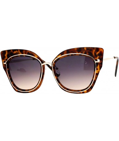 Oversized Flat Panel Oversize Cat Eye Double Frame Womens Sunglasses - Tortoise Gold - CY12KOH4WX1 $9.97