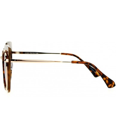 Oversized Flat Panel Oversize Cat Eye Double Frame Womens Sunglasses - Tortoise Gold - CY12KOH4WX1 $9.97