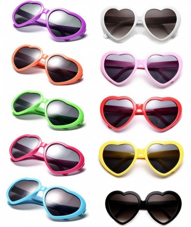 Oversized 10 Packs Neon Colors Wholesale Heart Sunglasses - Mix - CA18CKA2OUQ $40.36