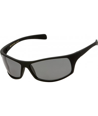 Wrap Polarized Wrap Around Sports Sunglasses - Black Matte Rubberized - Smoke - CK18CT02YHR $27.35