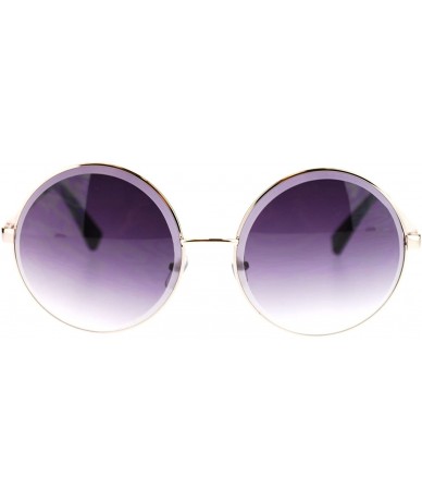 Round Womens Round Sunglasses Metal Frame Beveled Edge Circle Lens - Gold - CK11NP1TYY1 $10.56