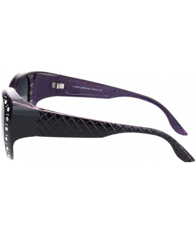 Wrap Polarized 55mm Fit Over OTG Butterfly Rhinestone Diva Sunglasses - Black Purple - C912O6TS4VP $15.91