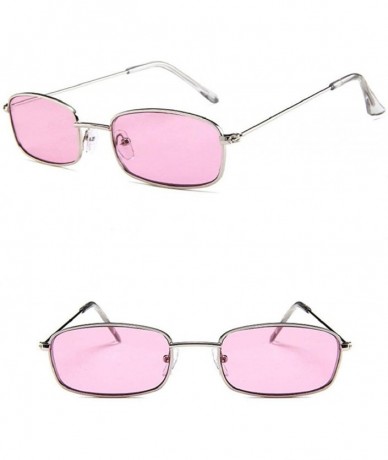 Rectangular Vintage Glasses Women Man Square Shades Small Rectangular Frame Sunglasses - H - C118RZRTHGS $9.54