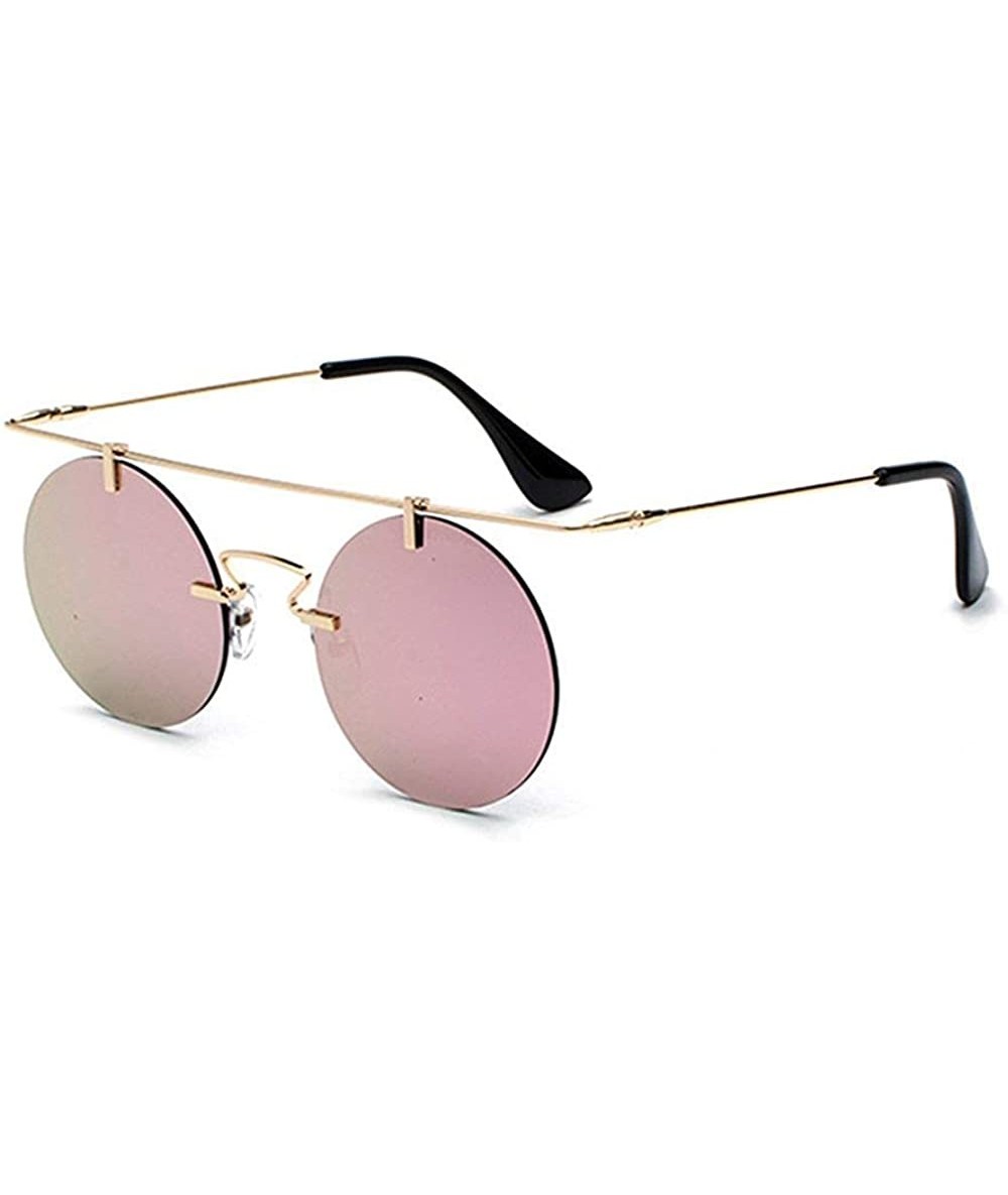 Round Ultra Lightweight Sunglasses- Retro Classic Modern Fashion Cool Sunglasses - Pink - C718Q65GGG9 $10.84