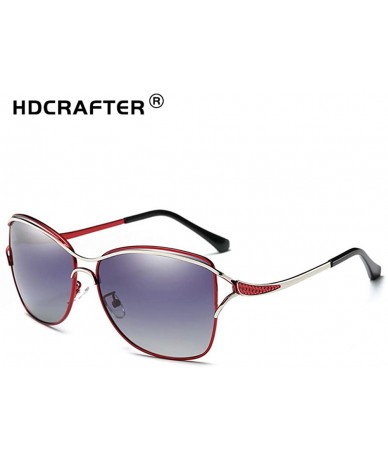 Semi-rimless Fashion Retro Biker Oversized Polarized Sunglasses for Women 0215 - Red - CD18ZUK7K9A $31.35
