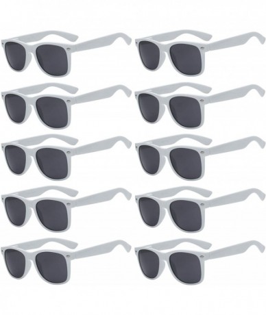 Wayfarer 10 Pairs of Colored Frame Retro Sunglasses Smoke Lens OWL - White_10_pairs - C812727Q5ZT $18.29