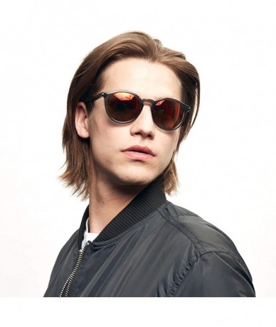 Round Hobbes - Round Contemporary Designer Sunglasses with UV400 protection - Transparent Grey Red Revo - C518RSXLEWK $39.83