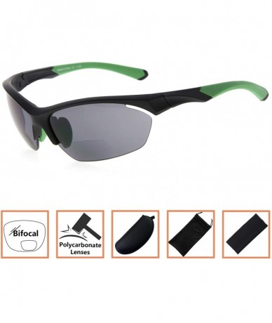 Sport Retro Mens Womens Sports Half-Rimless Bifocal Sunglasses - Black Frame/Green Arm - C7189X6EROD $19.61