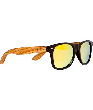 Round Zebra Wood Sunglasses with Mirror Polarized Lens for Men and Women - Gold - C517Z635G98 $53.83