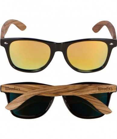 Round Zebra Wood Sunglasses with Mirror Polarized Lens for Men and Women - Gold - C517Z635G98 $35.89