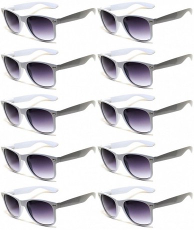 Wayfarer 10 Pars of Colored Frame Vintage Retro Sunglasses Smoke Lens - White_10_pairs - C11272EKZH1 $16.65