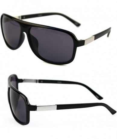Aviator Unisex Plastic Aviator Polarized Sunglasses P2425 - Black - CH17YQR20NA $18.53