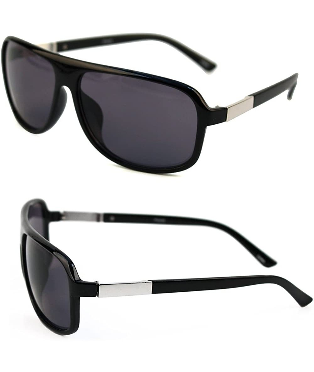 Aviator Unisex Plastic Aviator Polarized Sunglasses P2425 - Black - CH17YQR20NA $11.36