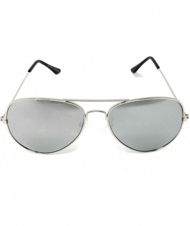 Aviator Aviator Mirror or Clear Metal Sunglasses Classic Style - Silver- Silver Mirror Large - CI18YTL0DIK $10.87