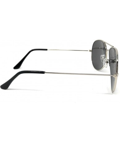 Aviator Aviator Mirror or Clear Metal Sunglasses Classic Style - Silver- Silver Mirror Large - CI18YTL0DIK $10.87