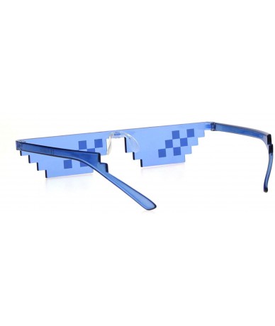 Rectangular Nerdy Gamer Pixel Shape Narrow Plastic Funky Sunglasses - Blue 6 Square - CD18I64OQZX $10.49
