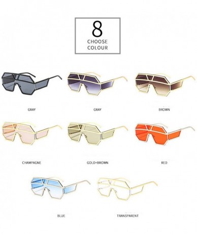Square Sunglasses Designer Geometric Patterns Oversized - Gold - C218LKZ269K $11.62