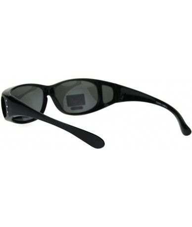 Wrap Womens Polarized Sunglasses that Fit Over Prescription Glasses Featuring Rhinestones - Black - CL11U1YGHLD $13.96