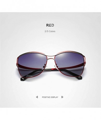 Semi-rimless Fashion Retro Biker Oversized Polarized Sunglasses for Women 0215 - Red - CD18ZUK7K9A $31.35