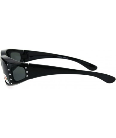 Wrap Womens Polarized Sunglasses that Fit Over Prescription Glasses Featuring Rhinestones - Black - CL11U1YGHLD $13.96