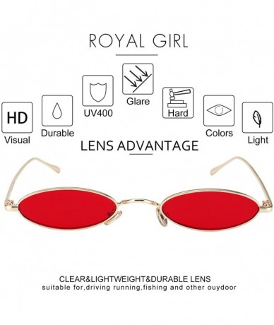 Rectangular Vintage Oval Sunglasses Small Metal Frames Designer Gothic Glasses - C40-gold-red - C8189SMGWYQ $10.18