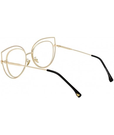 Cat Eye Cat Eye Sunglasses for Women Double Alloy Frame UV400 Lens - C1 Black Gray - CR198822S9H $11.07