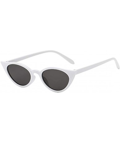 Sport Men and women Cat's eye Fashion Small frame Sunglasses Retro glasses - Black White - CK18LL97D3S $7.80