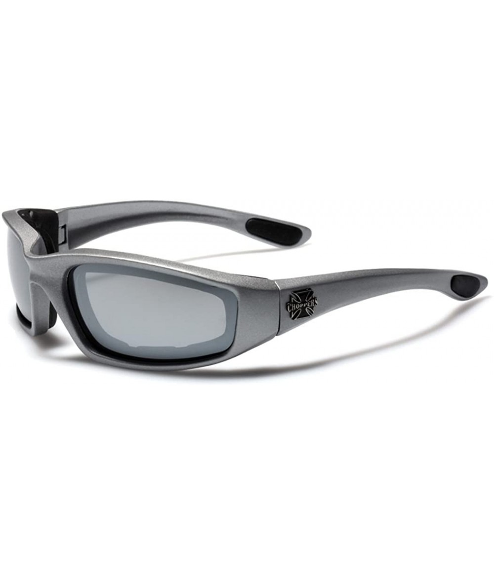 Sport Padded Bikers Sport Sunglasses Offered in Variety of Colors - Silver - Mirrored - C011P3RNFSV $10.21