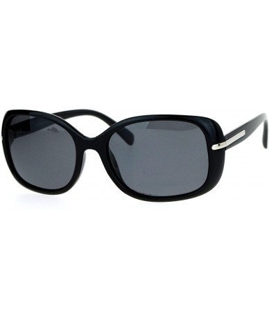Butterfly Diva Polarized Leopard Print Rectangular Butterfly Womens Sunglasses - All Black - CE12O4U2G62 $23.89