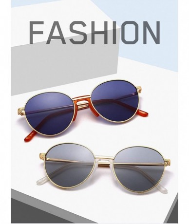 Round Retro metal round sunglasses fashion men and women general UV400 Classic glasses - Gold-gray - CP18XHOAZCR $21.77